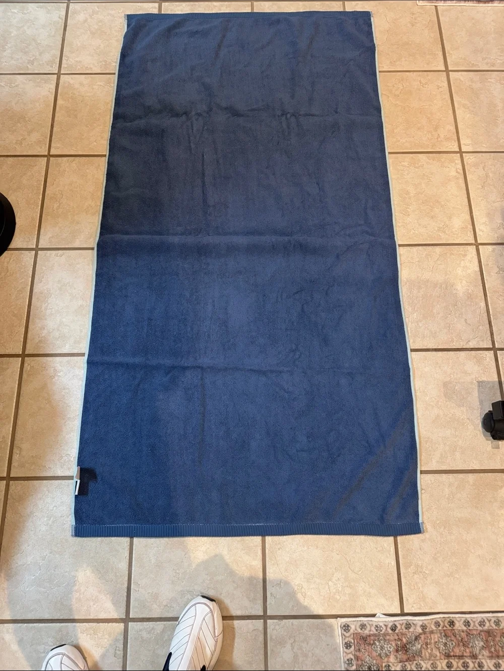Towels Striped Blue Cotton Bath Towels with Green and Brown Accents Set of 2